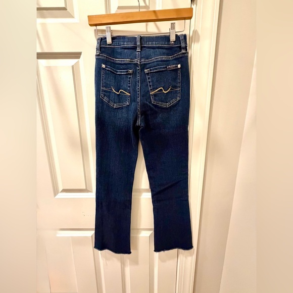 7 For All Mankind Dark Blue High Waist Slim Kick Jeans - Picture 3 of 9